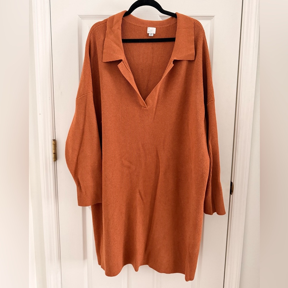 a new day Rust Orange Ribbed Sweater Dress